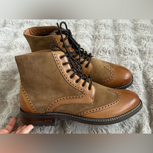 Mark Nason Los Angeles Ithaca Beaufort Wingtip Leather Boots Tan Brown Size 10